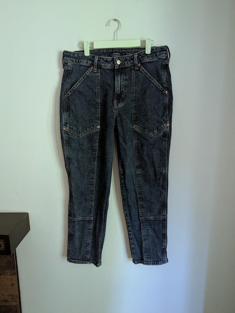 Old Navy Women's 12 High Rise OG Straight Utility Jeans Noura Dark Wash Blue